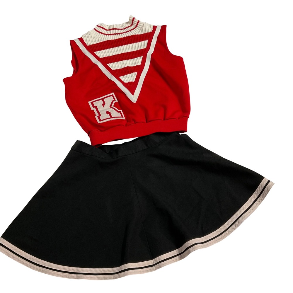 Vintage Varsity Spirit Cheerleader Uniform Set Red Black White 36 Small Medium